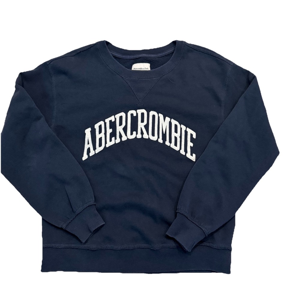 Vintage Y2K Abercrombie & Fitch Spellout Heavyweight Distressed Sweatshirt Sz S